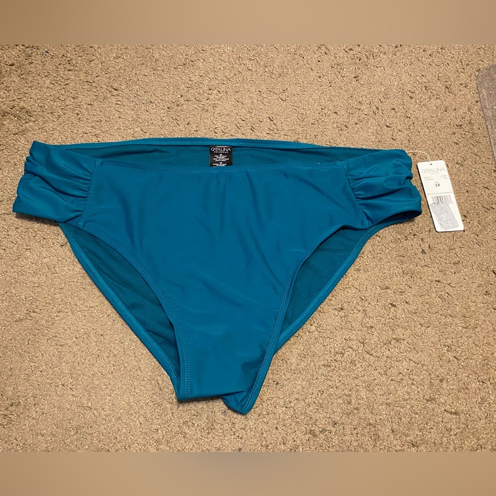 New NWT Womens Teal Green‎ Catalina Missy Plus Side Tab Swim Bottoms Size 3X